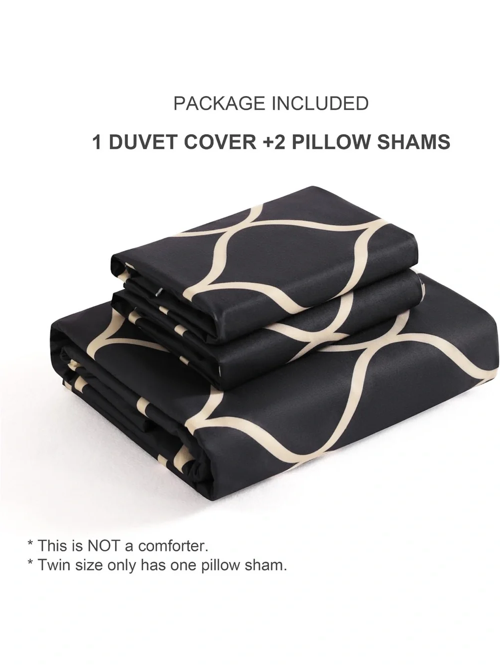 King Reversible Black and Beige Lattice Duvet Cover Set - Picture 3 of 6